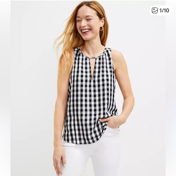 4️⃣for2️⃣0️⃣ LOFT Gingham Plaid Tank - Picture 1 of 8